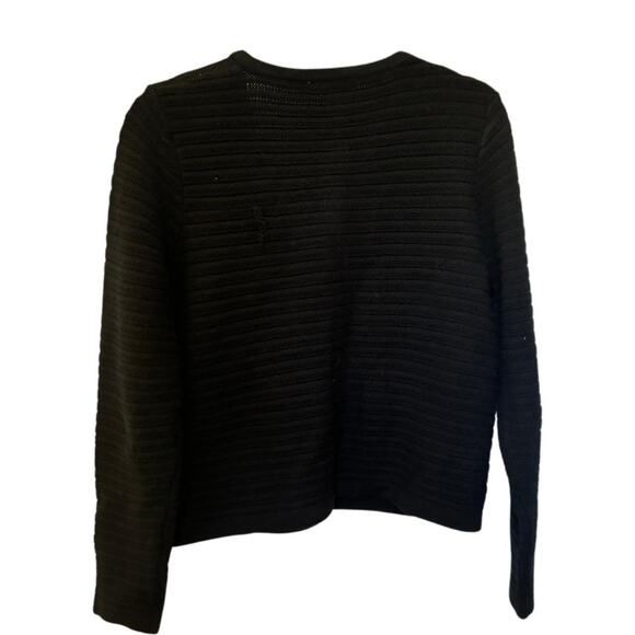 Nanette Lepore Black Knit Cardigan Small Gold Buttons Pockets Designer Sweater - Picture 2 of 3